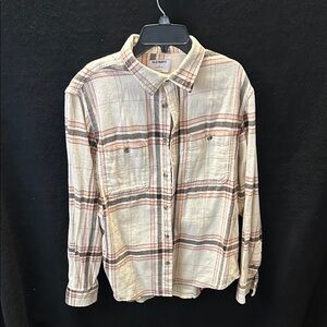 Old Navy Men's Casual Plaid Shirt - Cream and Brown